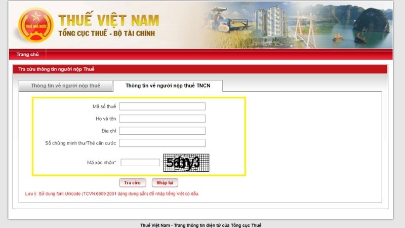 Tra cứu trên web Thuế Việt Nam