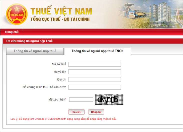 Bạn truy cập vào trang thông tin điện tử của Tổng cục Thuế Việt Nam tại liên kết http://tracuunnt.gdt.gov.vn/tcnnt/mstcn.jsp