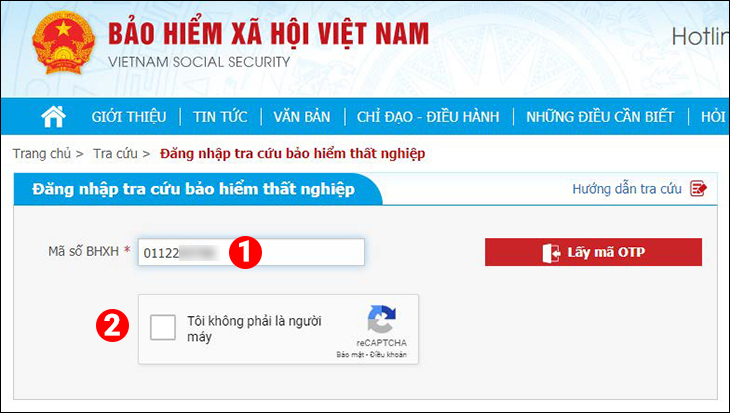 Truy cập trang web Cổng Thông tin điện tử Bảo hiểm xã hội Việt Nam và điền mã số BHXH