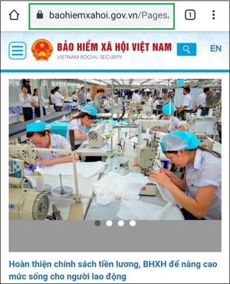 Truy cập vào website BHXH Việt Nam