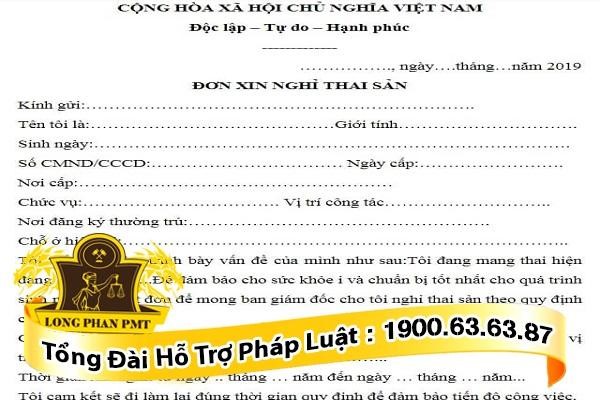 Mẫu đơn xin nghỉ thai sản