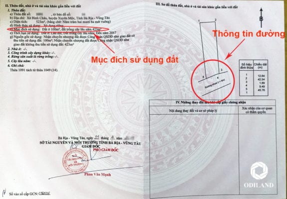 Thông tin ghi trên sổ đỏ - Thổ cư và Đường