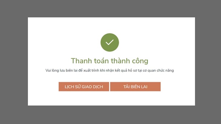 Hoàn tất thanh toán và nhận kết quả