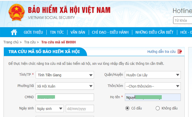 Tra cứu mã số BHXH