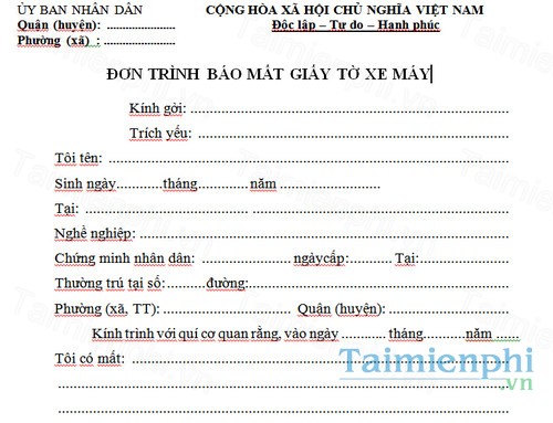 download don trinh bao mat giay to xe may