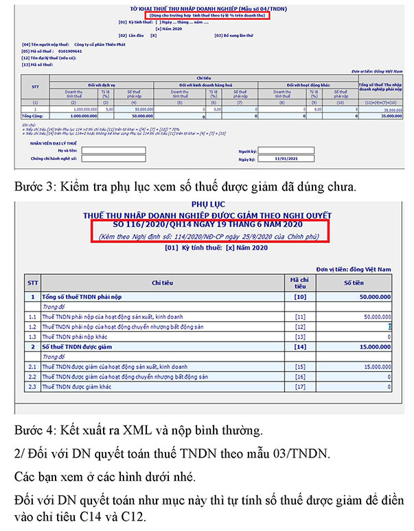 tờ khai thuế tndn