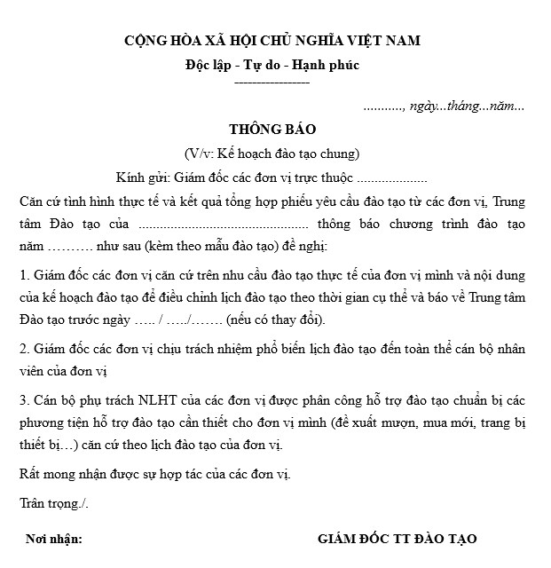 Mẫu soạn thảo thông báo mới nhất hiện nay ra sao?