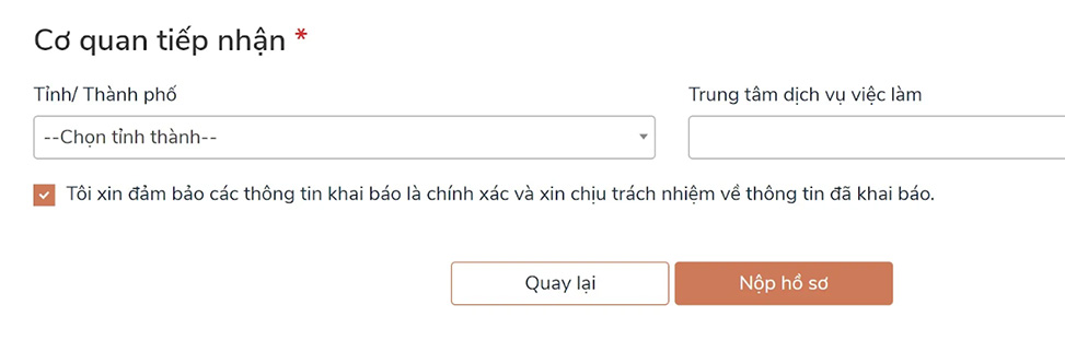 Nơi người xin hưởng trợ cấp thất nghiệp muốn gửi hồ sơ đến.