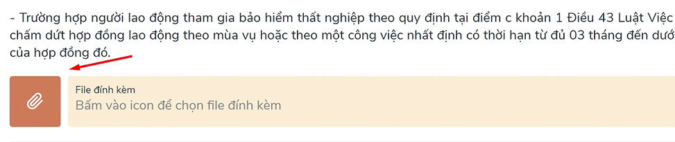 Mục để NLĐ tải hình ảnh giấy tờ chứng minh tình trang thất nghiệp