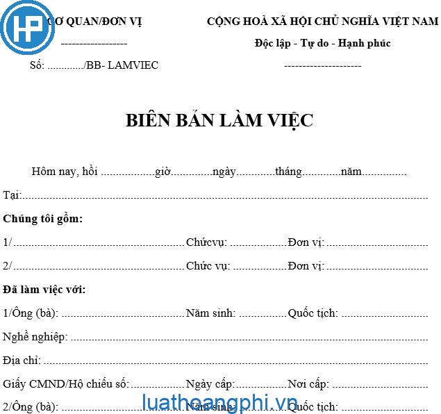 Cách ghi biên bản làm việc