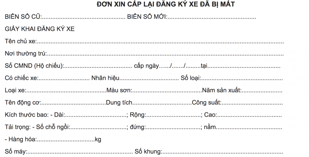 Cách viết đơn xin làm lại giấy tờ xe