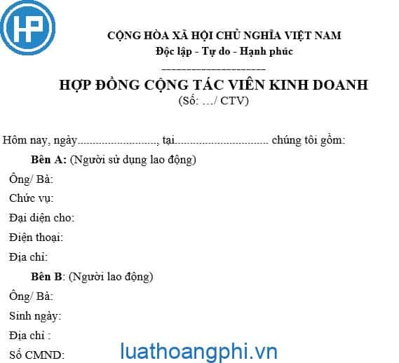 Hợp đồng cộng tác viên kinh doanh