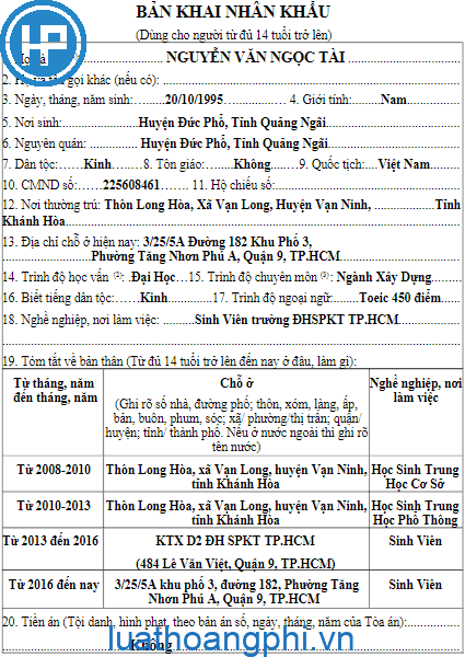 Mẫu đăng ký tạm trú hk01