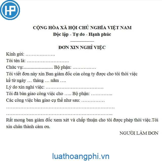 Mẫu đơn nghỉ việc