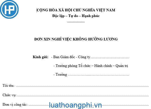 Mẫu đơn xin nghỉ việc không lương