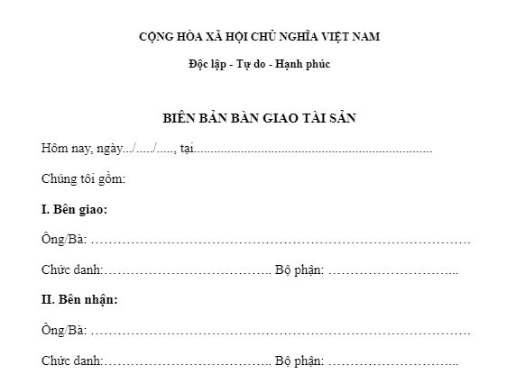 Tải biên bản bàn giao