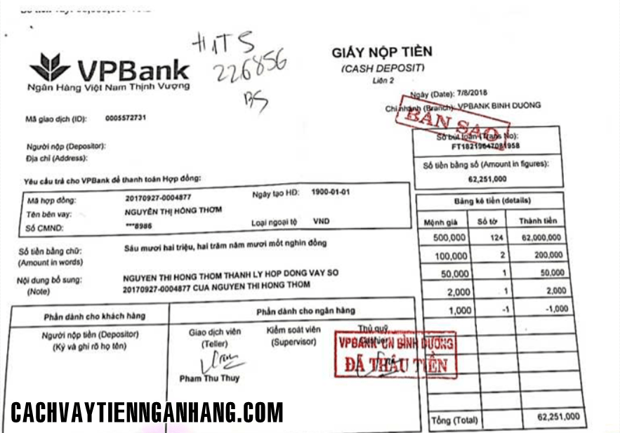 Thanh lý hợp đồng vay tiền vpbank